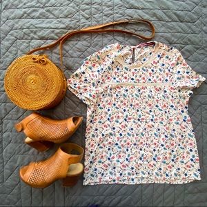 Floral print lace blouse French brand Comptoir Des Cotonniers, size small